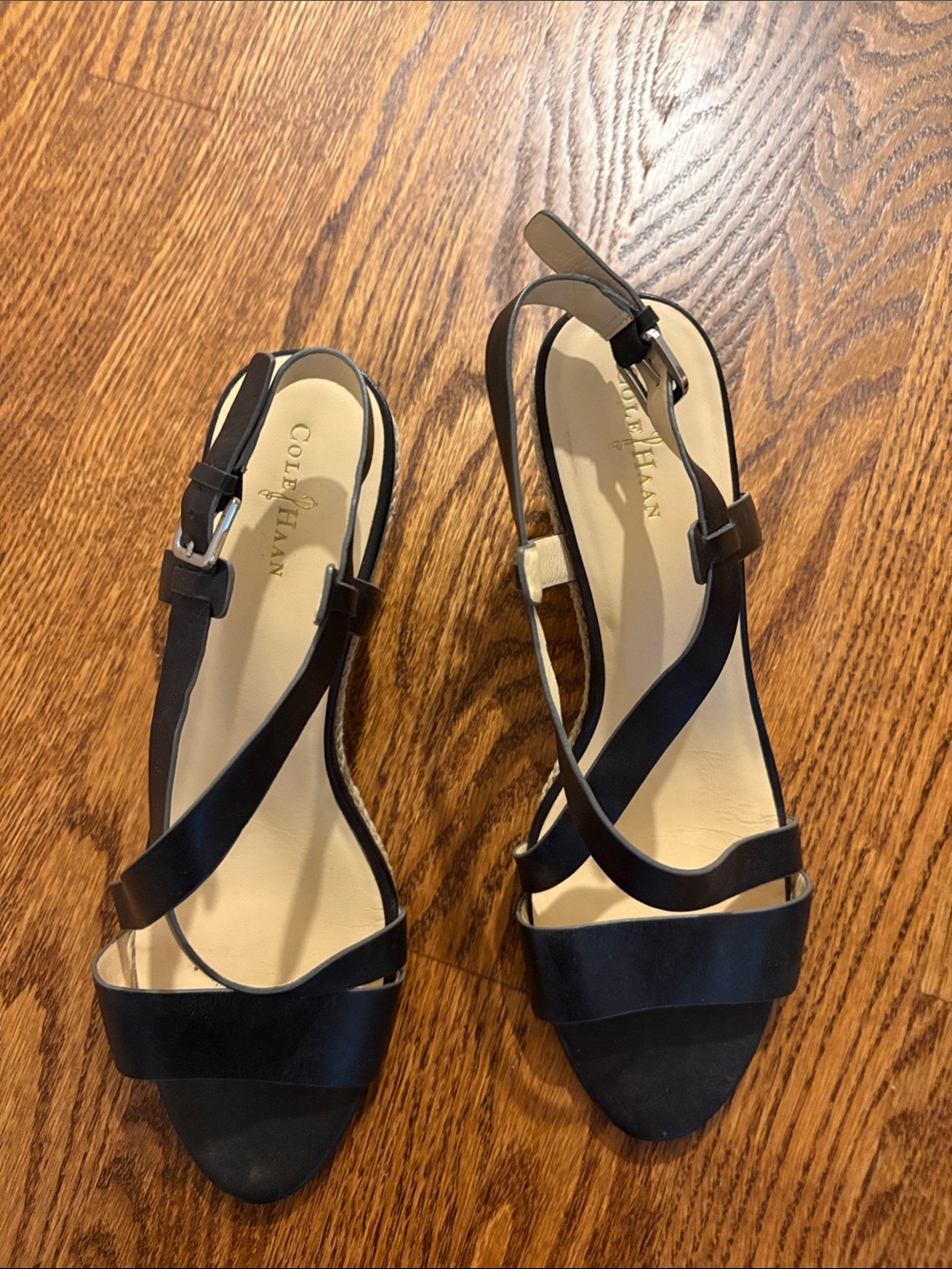 Cole Haan Black Leather Strappy Sandals